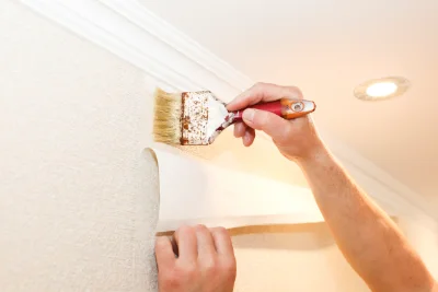 Pose de papier peint à Saligos — revêtements muraux et toiles de verre